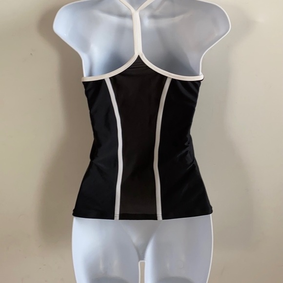 Speedo Black/White Strap V-neck Swim Tankini, Sz S - Picture 9 of 11